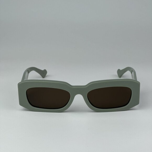 Gucci GG1426S 004 BRAND NEW Sunglasses Solid Sage Brown Unisex Rectangle - Picture 9 of 14